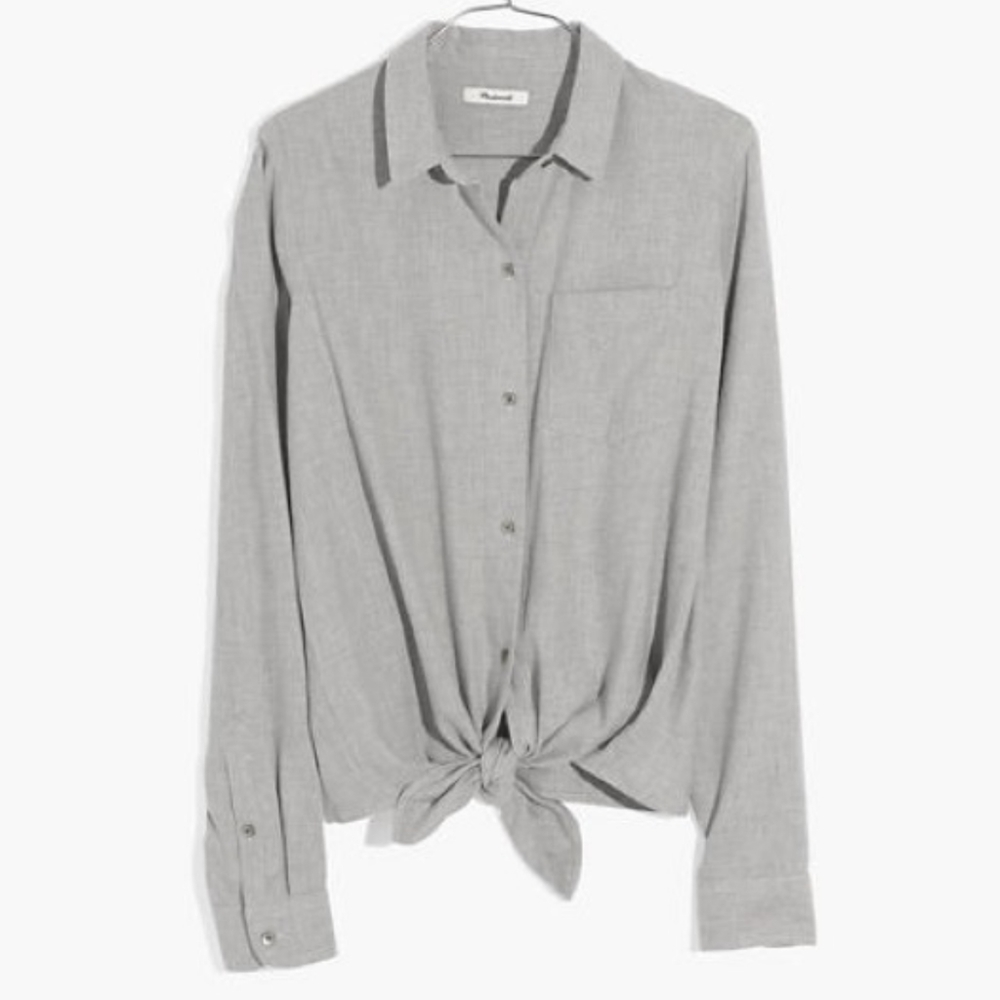 MADEWELL Tie Front Flannel Shirt